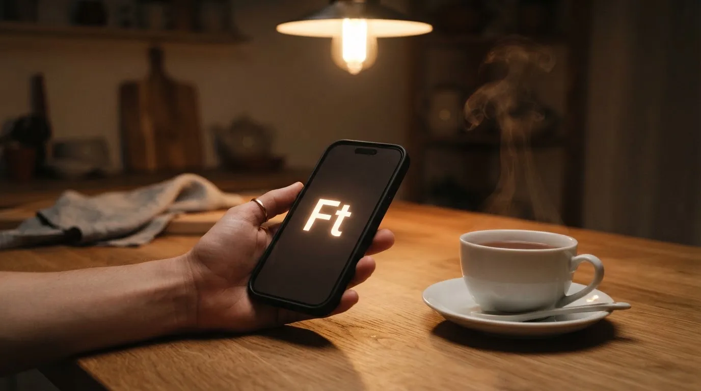 Kéz tart egy mobiltelefont egy csésze tea mellett a konyhaasztalon egy nyugodt estén — magyar kaszinó valódi pénzért