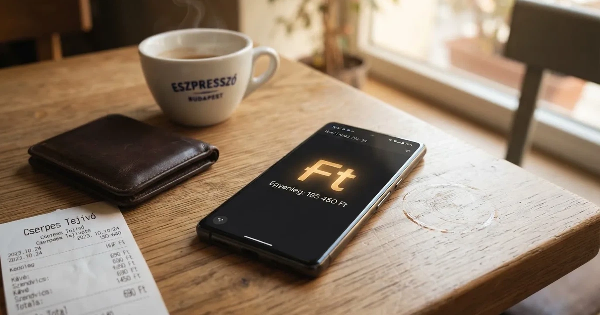 Mobiltelefon egy fa asztalon egy pénztárca és egy csésze kávé mellett — paypal kaszinók magyarországon